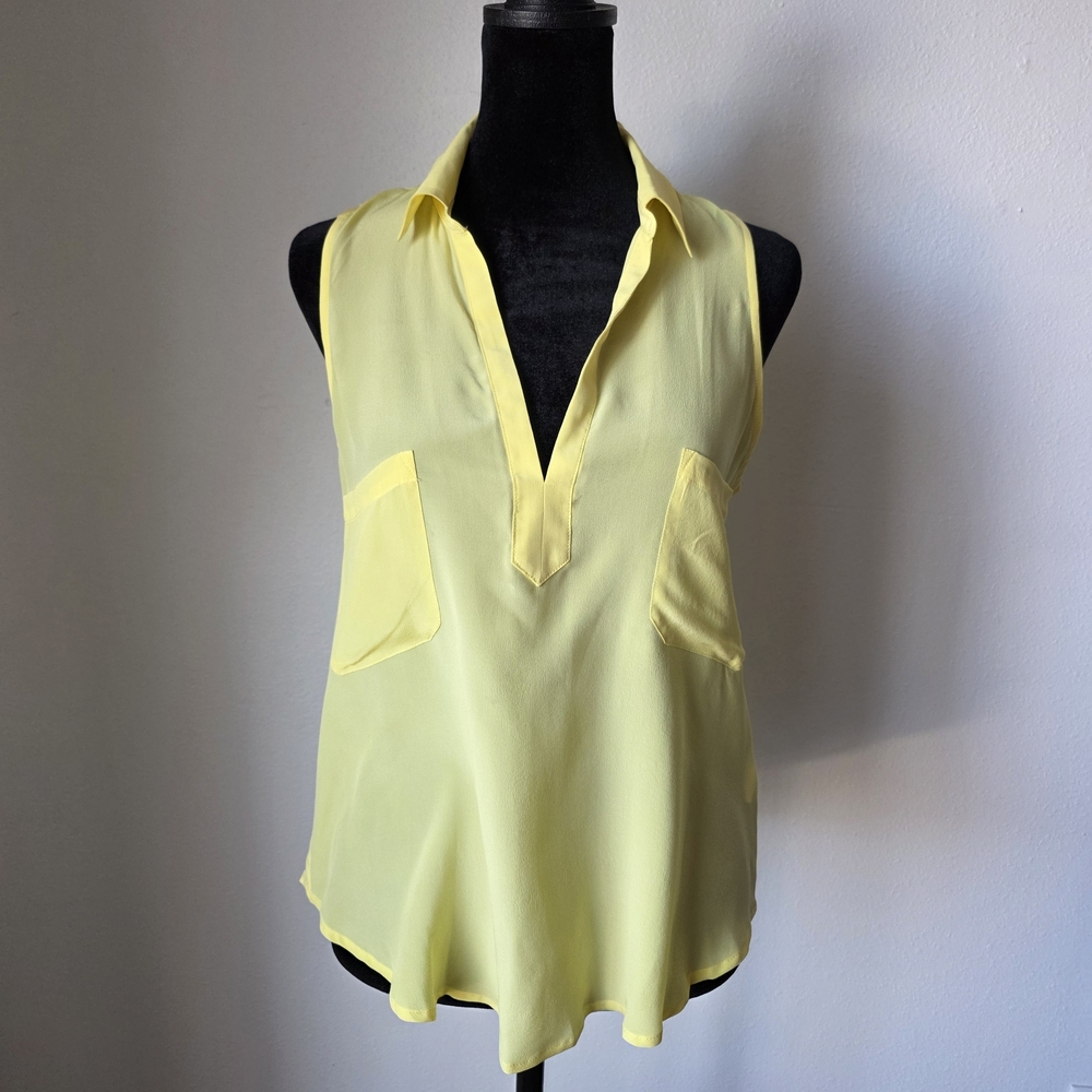 Rory Beca Yellow Sleeveless Silk Women's Top XS